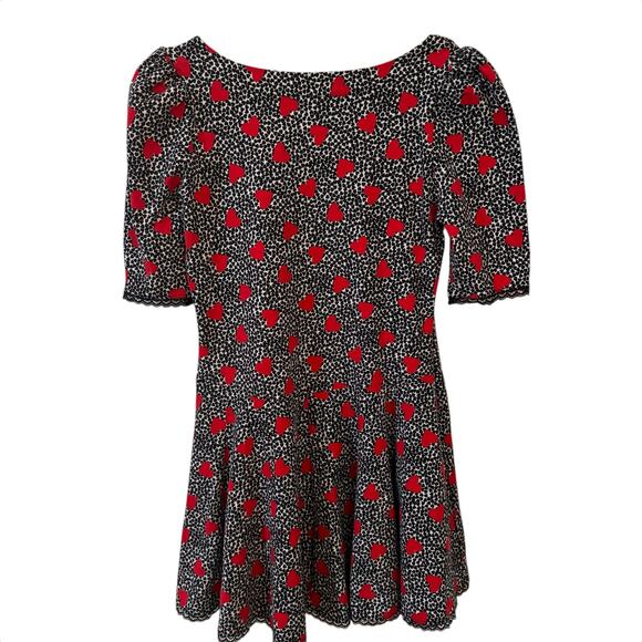 Betsey Johnson Heart Leopard Print Babydoll Black Lace Trim 90s y2k Grunge Sz L - Picture 5 of 9